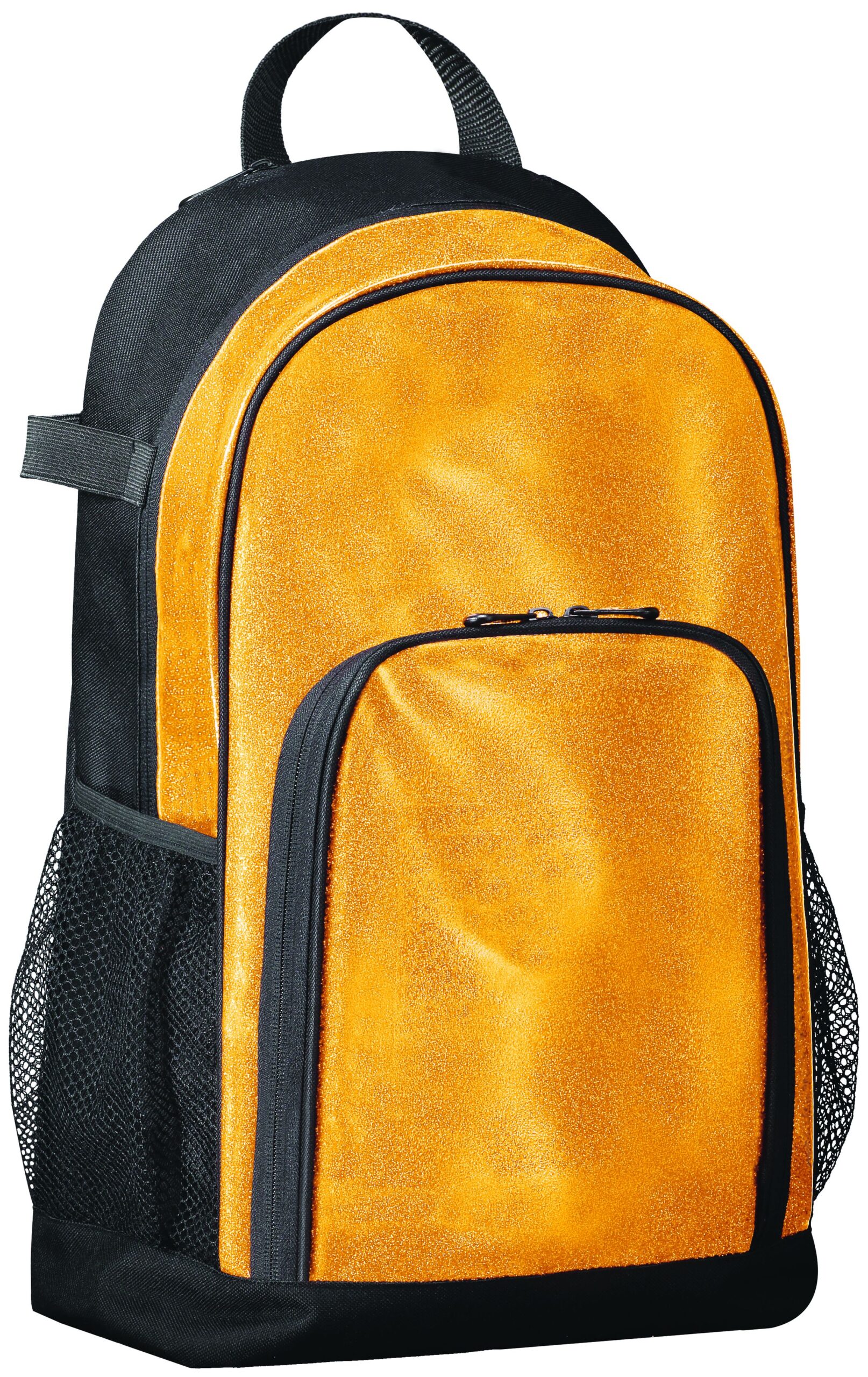 All Out Glitter Backpack — GOLD GLITTER/BLACK (front) All Out Glitter Backpack