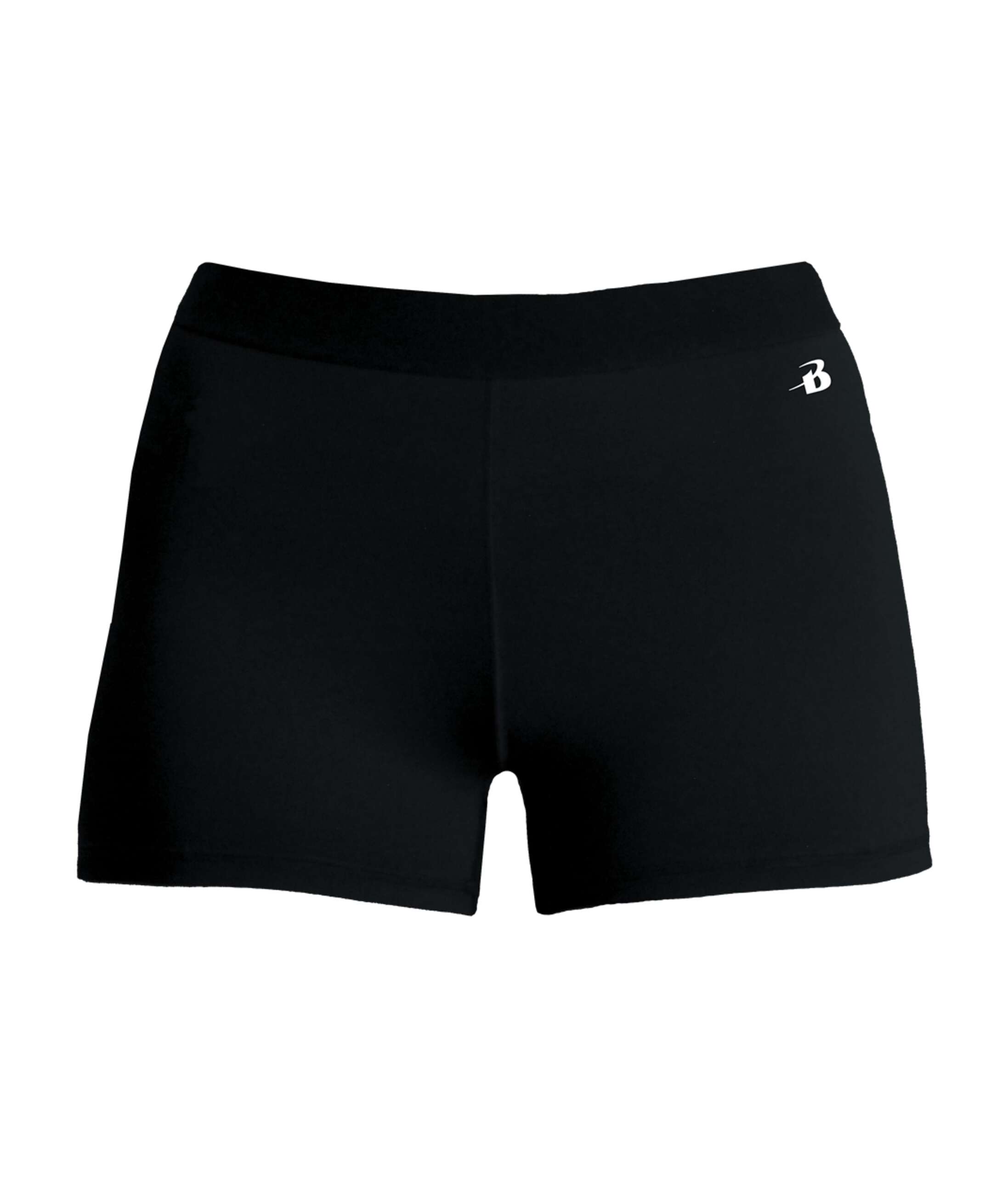 GIRLS COMPRESSION SHORTS — BLACK (front) GIRLS COMPRESSION SHORTS