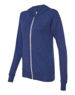 Unisex Triblend Lightweight Full-Zip Hooded Long Sleeve Tee - Image 2