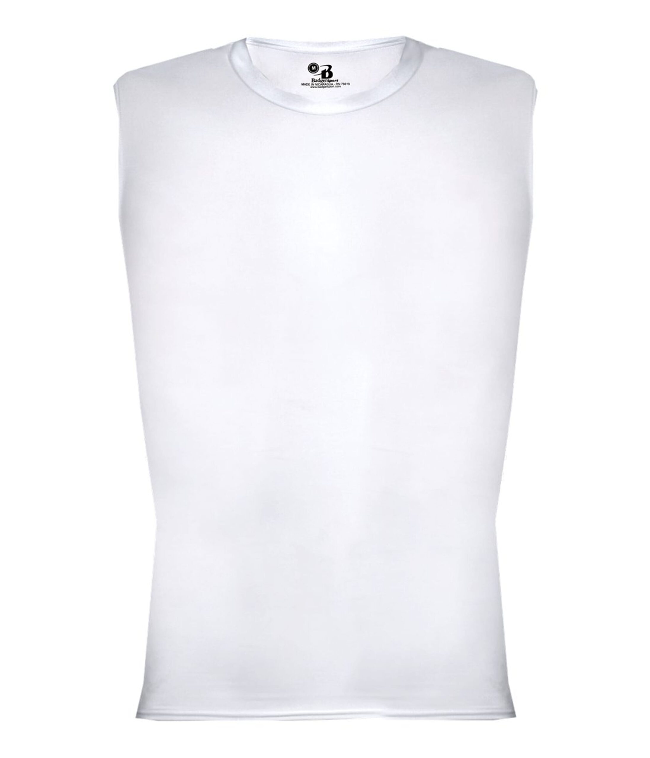 PRO COMPRESSION SLEEVELESS CREW — WHITE (front) PRO COMPRESSION SLEEVELESS CREW