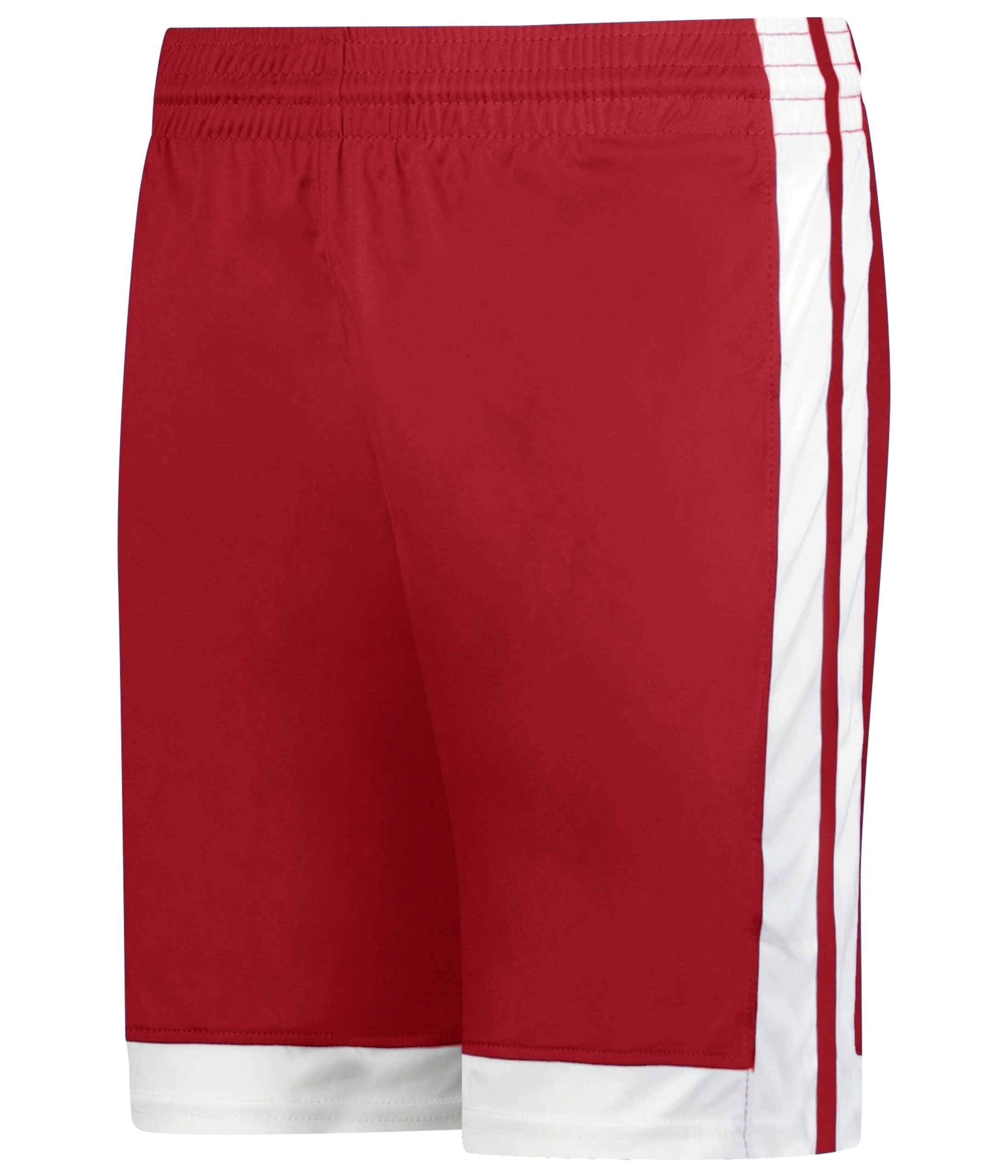 LADIES SINGLE-PLY BASKETBALL SHORTS — RED/WHITE (BA) (front) LADIES SINGLE PLY BASKETBALL SHORTS