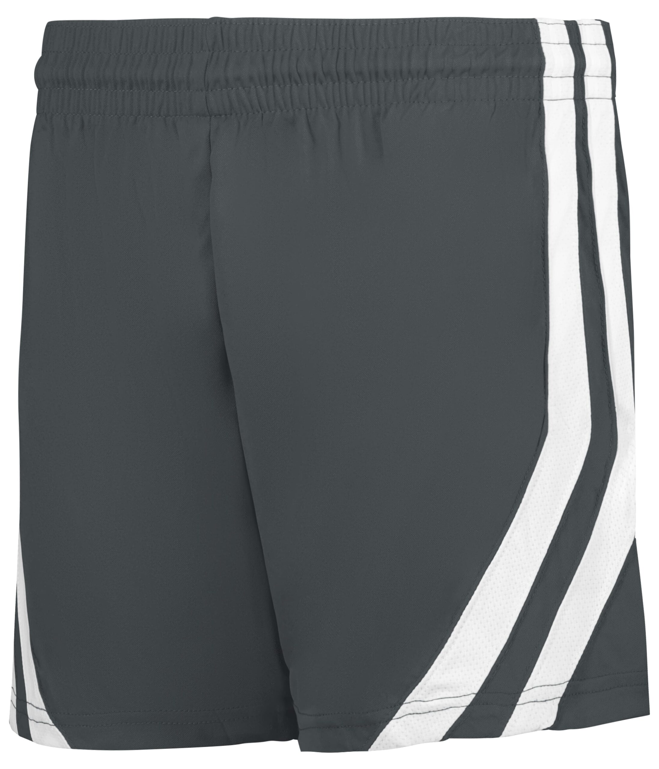 LADIES SINGLE-PLY BASKETBALL SHORTS — GRAPHITE/WHITE (BA) (front) LADIES SINGLE PLY BASKETBALL SHORTS