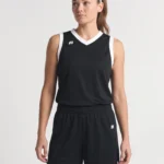 Women’s Russell Elite Coolcore jersey and shorts in Black and White, styling view