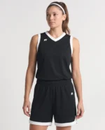 Women’s Russell Elite Coolcore jersey and shorts in Black and White, styling view