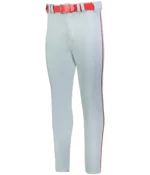 BASELINE TAPERED LEG PIPED BASEBALL PANT in Baseball Grey/true Red