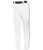 BASELINE TAPERED LEG PIPED BASEBALL PANT in White/black