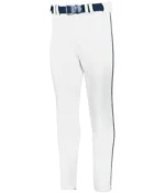 BASELINE TAPERED LEG PIPED BASEBALL PANT in White/navy