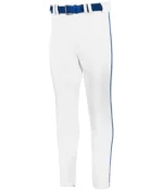 BASELINE TAPERED LEG PIPED BASEBALL PANT in White/royal