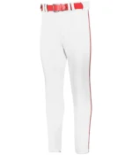BASELINE TAPERED LEG PIPED BASEBALL PANT in White/true Red