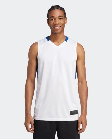Step Back Basketball Jersey worn by a model