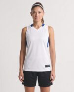 Ladies Step Back Basketball Jersey worn by a model