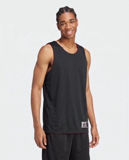 Microfiber Reversible Basketball Jersey worn by a model