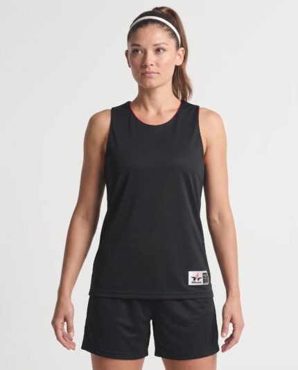 Ladies Microfiber Reversible Basketball Jersey worn by a model