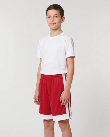 Youth Single Ply Basketball Shorts worn by a model