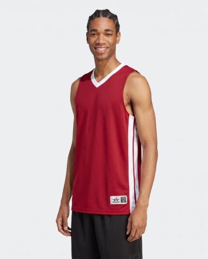 Single Ply Basketball Jersey worn by a model
