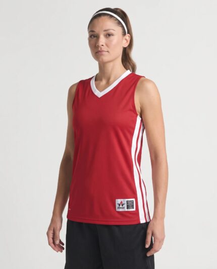 Ladies Single Ply Basketball Jersey worn by a model
