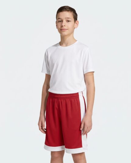 Youth Single Ply Basketball Shorts 2 worn by a model