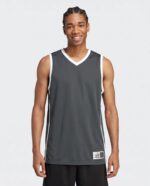 Single Ply Basketball Jersey 2 worn by a model