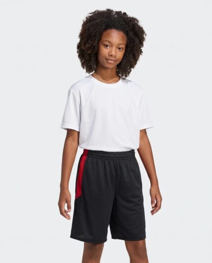 Youth Single Ply Reversible Basketball Shorts worn by a model