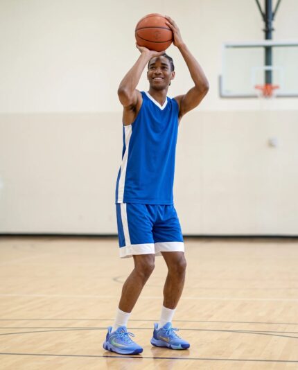 Match Up Basketball Jersey worn by a model