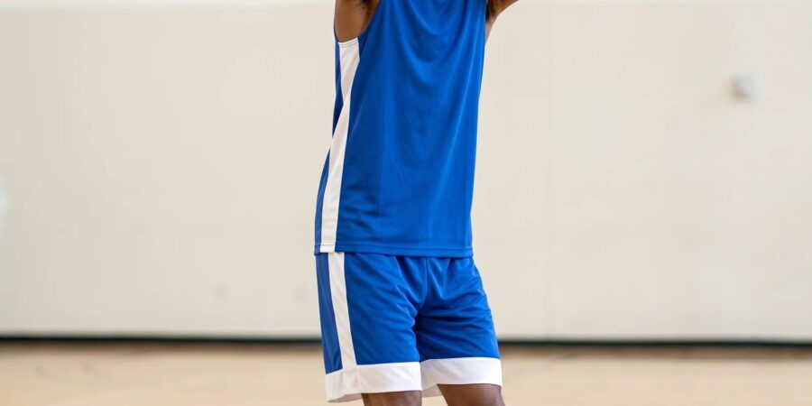 Match Up Basketball Jersey worn by a model