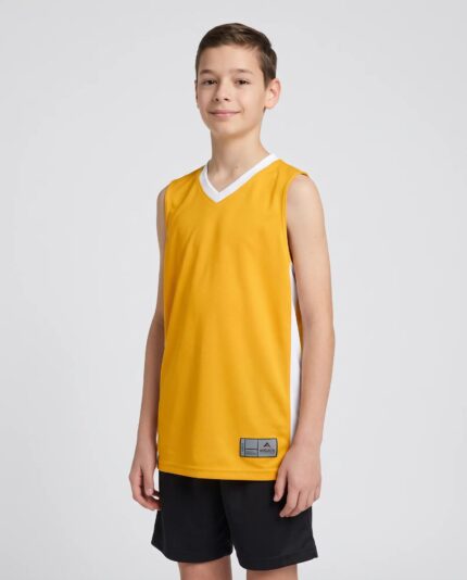 Youth Match Up Basketball Jersey worn by a model