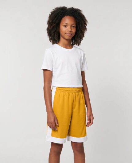 Youth Match Up Basketball Shorts worn by a model