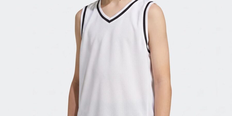 Youth Retro Basketball Jersey worn by a model