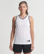 Ladies Retro Basketball Jersey worn by a model